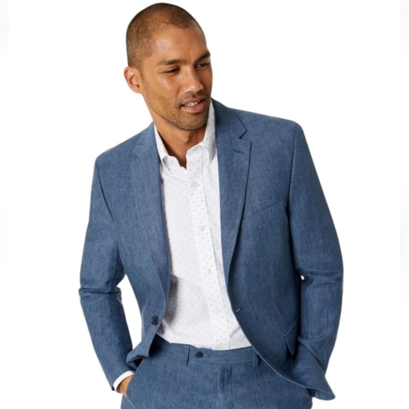 Tommy Hilfiger Mens Blazer Size 36 Regular Blue Linen Blend Jacket New - Picture 1 of 7